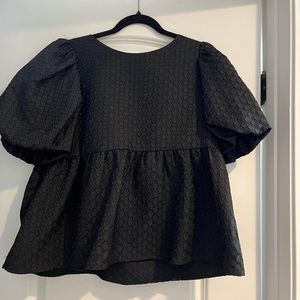 Crosby By Mollie Burch puff sleeve peplum top size M
